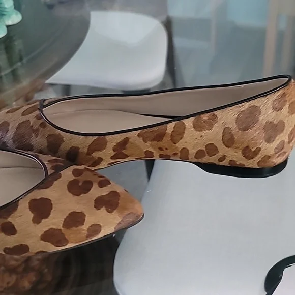 Cole Haan Women's Shoes 7B Brown Tan Leopard Skimmer Flat Leather Point Toe - Picture 3 of 12